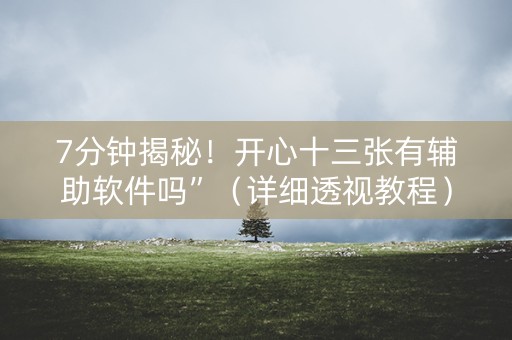 7分钟揭秘！开心十三张有辅助软件吗”（详细透视教程）-哔哩哔哩