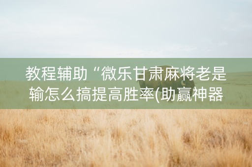 教程辅助“微乐甘肃麻将老是输怎么搞提高胜率(助赢神器)