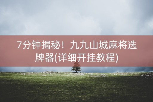 7分钟揭秘！九九山城麻将选牌器(详细开挂教程)
