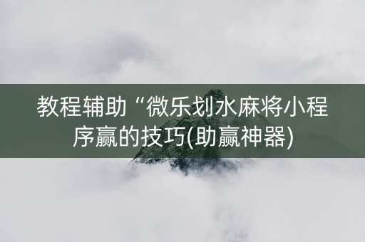 教程辅助“微乐划水麻将小程序赢的技巧(助赢神器)