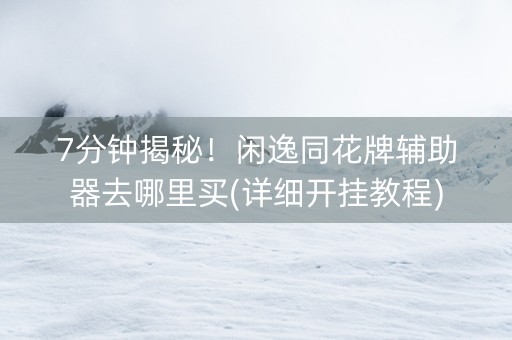 7分钟揭秘！闲逸同花牌辅助器去哪里买(详细开挂教程)