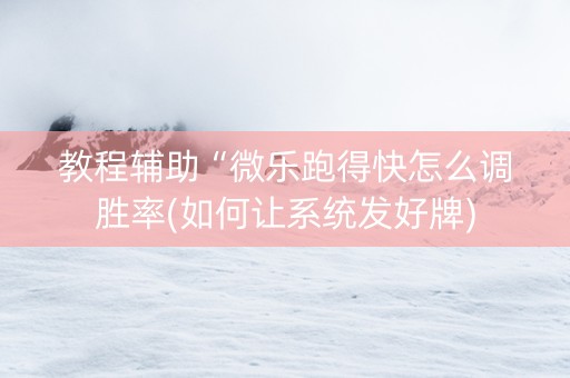 教程辅助“微乐跑得快怎么调胜率(如何让系统发好牌)