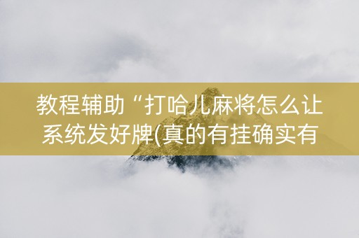 教程辅助“打哈儿麻将怎么让系统发好牌(真的有挂确实有挂)