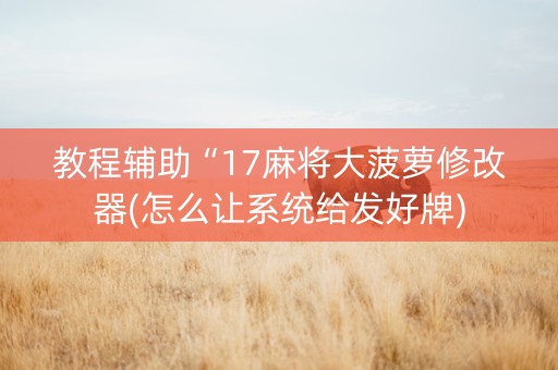 教程辅助“17麻将大菠萝修改器(怎么让系统给发好牌) 教程辅助“17麻将大菠萝修改器(怎么让系统给发好牌)