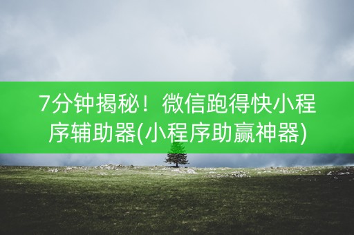 7分钟揭秘！微信跑得快小程序辅助器(小程序助赢神器)