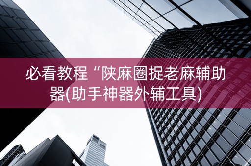 必看教程“陕麻圈捉老麻辅助器(助手神器外辅工具)