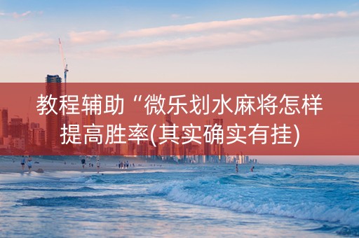 教程辅助“微乐划水麻将怎样提高胜率(其实确实有挂)