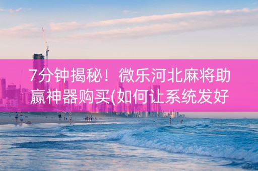7分钟揭秘！微乐河北麻将助赢神器购买(如何让系统发好牌)