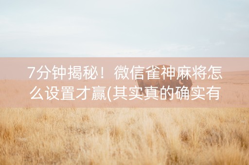 7分钟揭秘！微信雀神麻将怎么设置才赢(其实真的确实有挂)