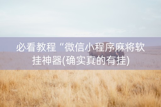 必看教程“微信小程序麻将软挂神器(确实真的有挂)