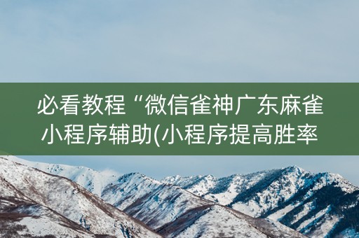 必看教程“微信雀神广东麻雀小程序辅助(小程序提高胜率)