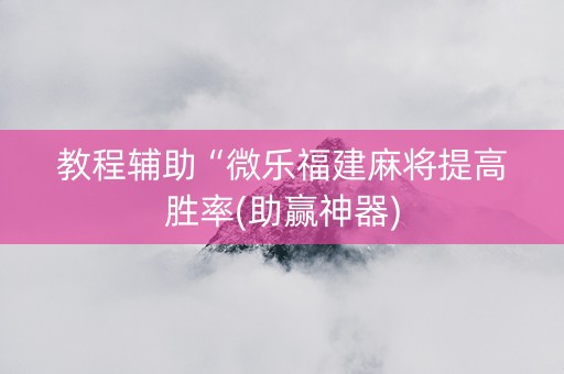 教程辅助“微乐福建麻将提高胜率(助赢神器)