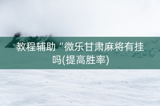 教程辅助“微乐甘肃麻将有挂吗(提高胜率)