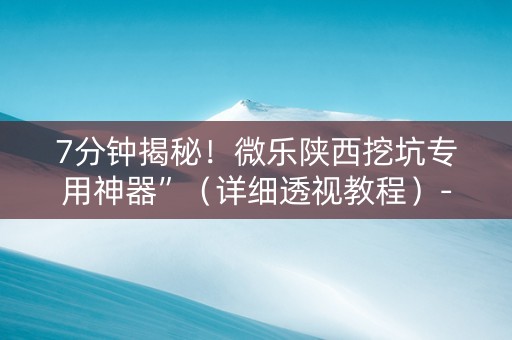 7分钟揭秘！微乐陕西挖坑专用神器”（详细透视教程）-哔哩哔哩