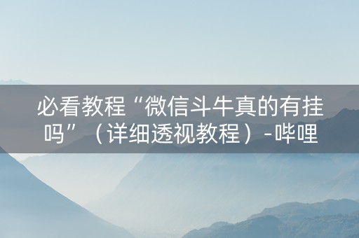 必看教程“微信斗牛真的有挂吗”（详细透视教程）-哔哩哔哩
