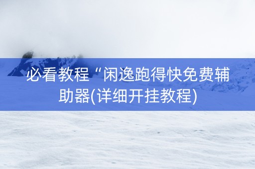 必看教程“闲逸跑得快免费辅助器(详细开挂教程)