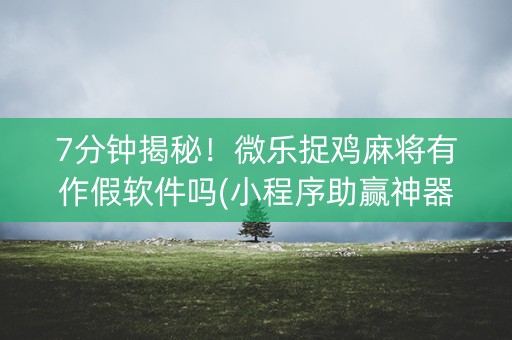 7分钟揭秘！微乐捉鸡麻将有作假软件吗(小程序助赢神器)