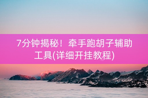 7分钟揭秘！牵手跑胡子辅助工具(详细开挂教程)