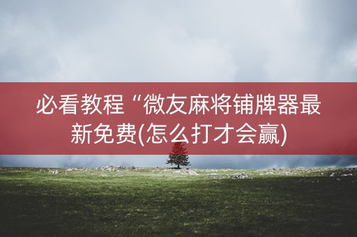 必看教程“微友麻将铺牌器最新免费(怎么打才会赢)