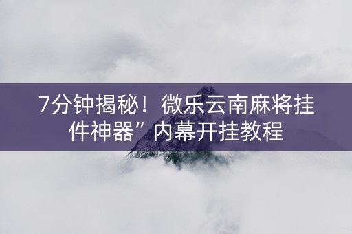 7分钟揭秘！微乐云南麻将挂件神器”内幕开挂教程