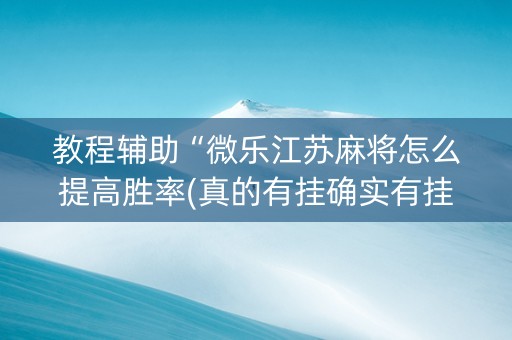 教程辅助“微乐江苏麻将怎么提高胜率(真的有挂确实有挂)