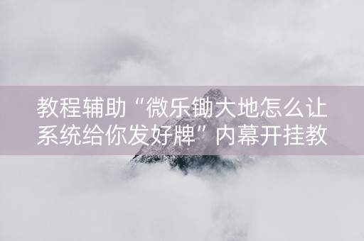 教程辅助“微乐锄大地怎么让系统给你发好牌”内幕开挂教程