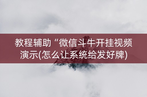 教程辅助“微信斗牛开挂视频演示(怎么让系统给发好牌)