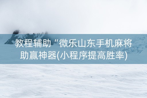 教程辅助“微乐山东手机麻将助赢神器(小程序提高胜率)