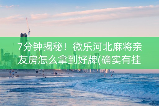 7分钟揭秘！微乐河北麻将亲友房怎么拿到好牌(确实有挂)