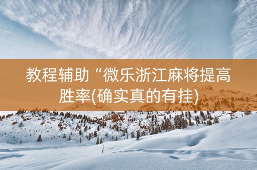 教程辅助“微乐浙江麻将提高胜率(确实真的有挂)