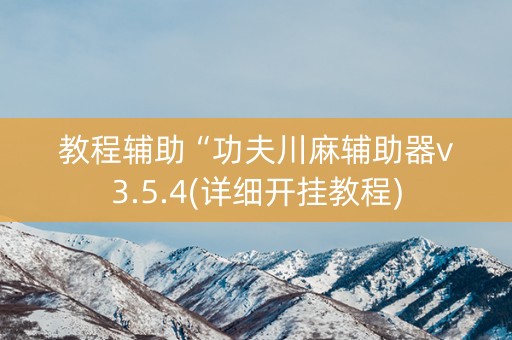 教程辅助“功夫川麻辅助器v3.5.4(详细开挂教程)
