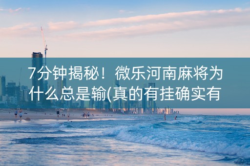 7分钟揭秘！微乐河南麻将为什么总是输(真的有挂确实有挂)