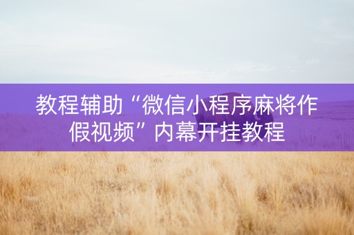教程辅助“微信小程序麻将作假视频”内幕开挂教程