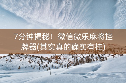 7分钟揭秘！微信微乐麻将控牌器(其实真的确实有挂)