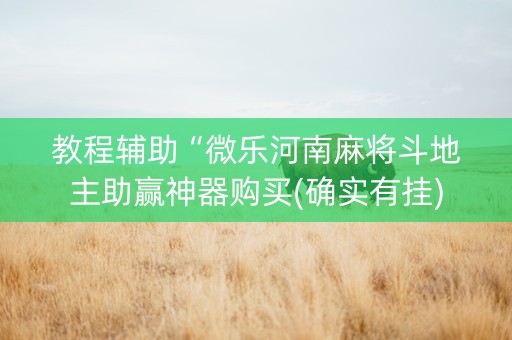 教程辅助“微乐河南麻将斗地主助赢神器购买(确实有挂)