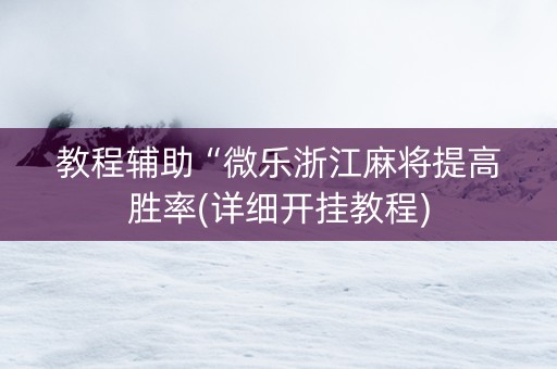 教程辅助“微乐浙江麻将提高胜率(详细开挂教程)
