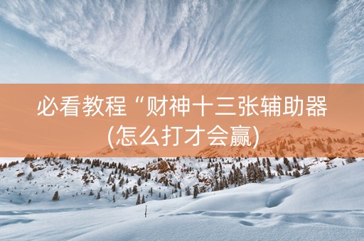 必看教程“财神十三张辅助器(怎么打才会赢)