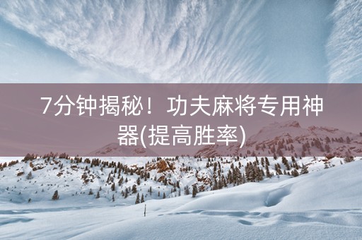 7分钟揭秘！功夫麻将专用神器(提高胜率)