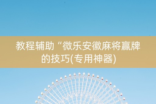 教程辅助“微乐安徽麻将赢牌的技巧(专用神器)