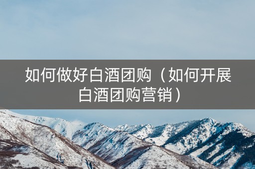 如何做好白酒团购（如何开展白酒团购营销）