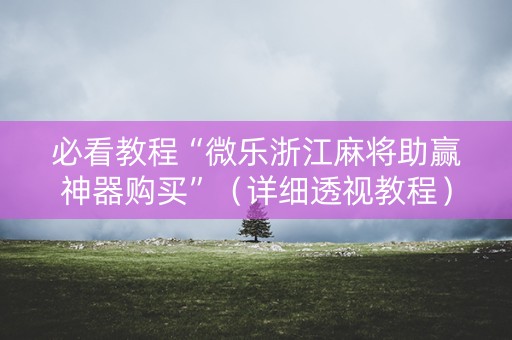 必看教程“微乐浙江麻将助赢神器购买”（详细透视教程）-哔哩哔哩