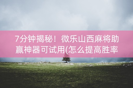 7分钟揭秘！微乐山西麻将助赢神器可试用(怎么提高胜率)
