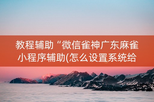 教程辅助“微信雀神广东麻雀小程序辅助(怎么设置系统给你好牌)