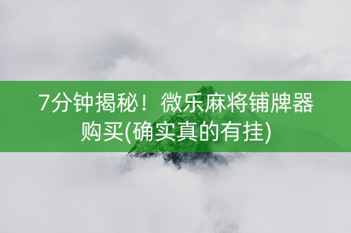7分钟揭秘！微乐麻将铺牌器购买(确实真的有挂)