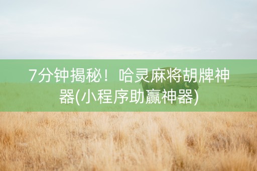 7分钟揭秘！哈灵麻将胡牌神器(小程序助赢神器)