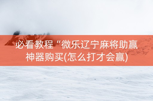 必看教程“微乐辽宁麻将助赢神器购买(怎么打才会赢)
