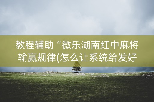 教程辅助“微乐湖南红中麻将输赢规律(怎么让系统给发好牌)