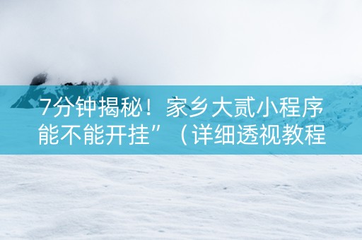7分钟揭秘！家乡大贰小程序能不能开挂”（详细透视教程）-哔哩哔哩