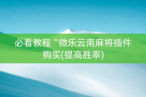 必看教程“微乐云南麻将插件购买(提高胜率)