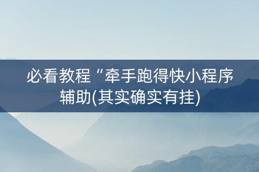 必看教程“牵手跑得快小程序辅助(其实确实有挂)
